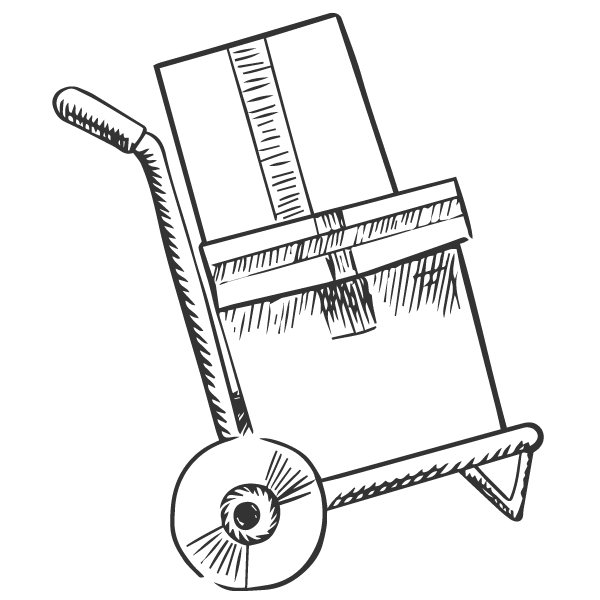 Sketch of boxes on a hand trolley.