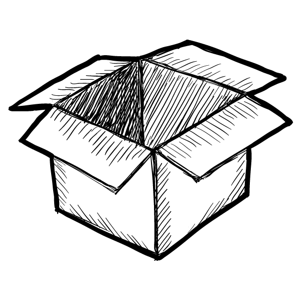 Sketch of an open box.